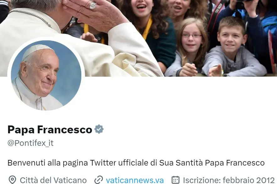 Il profilo Twitter del Papa