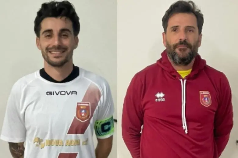 Il capitano Asara e mister Sannio dell'Oschirese (foto G. Pischedda)