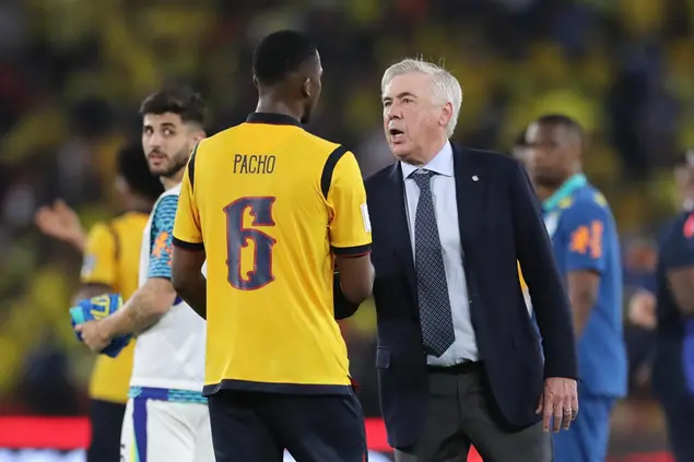 Carlo Ancelotti in Ecuador-Brasile (foto Ansa)