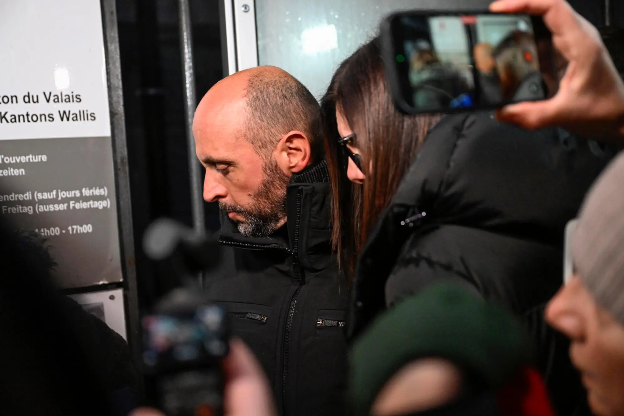 epa12637570 French owners of the bar in Crans-Montana, where the deadly fire happened on New Year's Day, Jacques and Jessica Moretti arrive for questioning by the Valais public prosecutor's office in Sion, Switzerland, 09 January 2026. Swiss authorities have confirmed 40 fatalities, mostly teenagers and young adults, and 116 severe injuries following a fire at the Le Constellation bar in Crans-Montana. The blaze occurred in the early hours of New Year's Day. EPA/ALESSANDRO DELLA VALLE