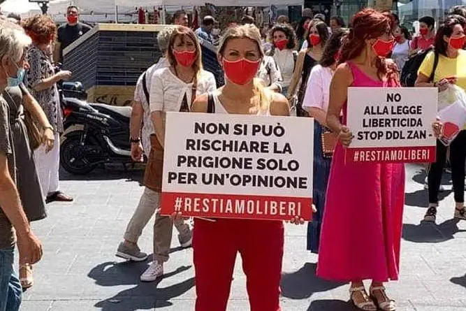 Una delle proteste nelle piazze italiane (foto Twitter - Sentinelle in piedi)