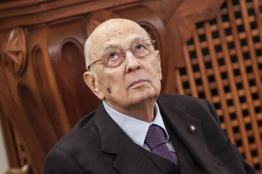 Il presidente emerito Giorgio Napolitano durante la cerimonia di consegna delle borse di studio in ricordo di Loris D'Ambrosio alla Luiss, Roma, 1Â° dicembre 2016. ANSA/ GIUSEPPE LAMI