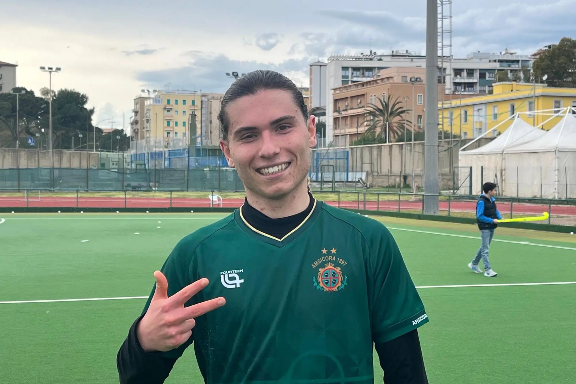 Francesco Atzori (Amsicora) autore di una tripletta nella partita con il Valchisone (Foto M.C.)