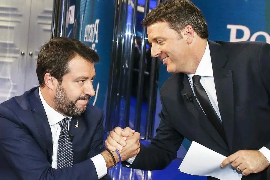 Salvini e Renzi a Porta a Porta (Ansa)