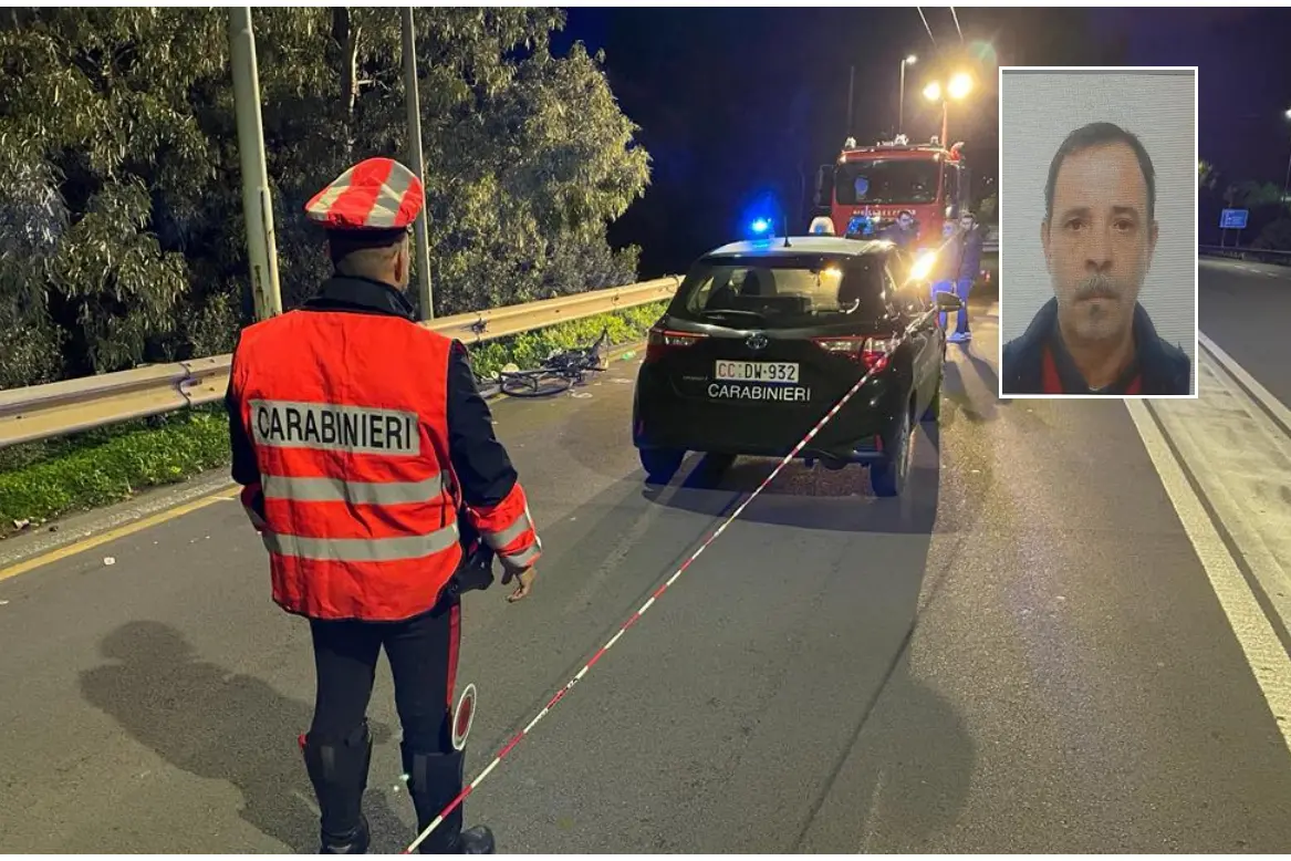 Il luogo della tragedia, nel riquadro la vittima (foto L'Unione Sarda)
