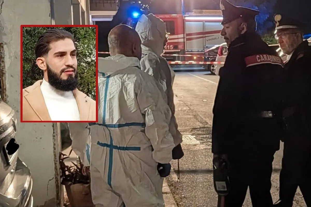 I carabinieri sul luogo dell'omicidio di Leonardo Mocci (nel riquadro)