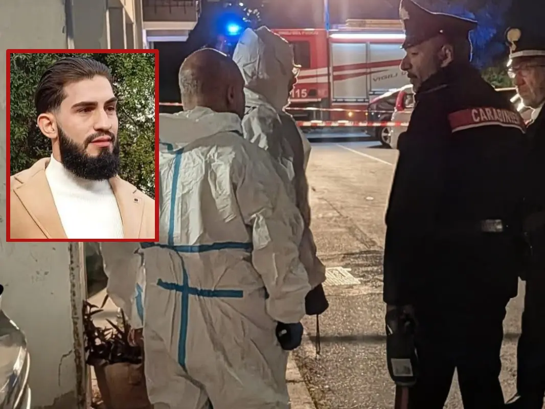 I carabinieri sul luogo dell'omicidio di Leonardo Mocci (nel riquadro)