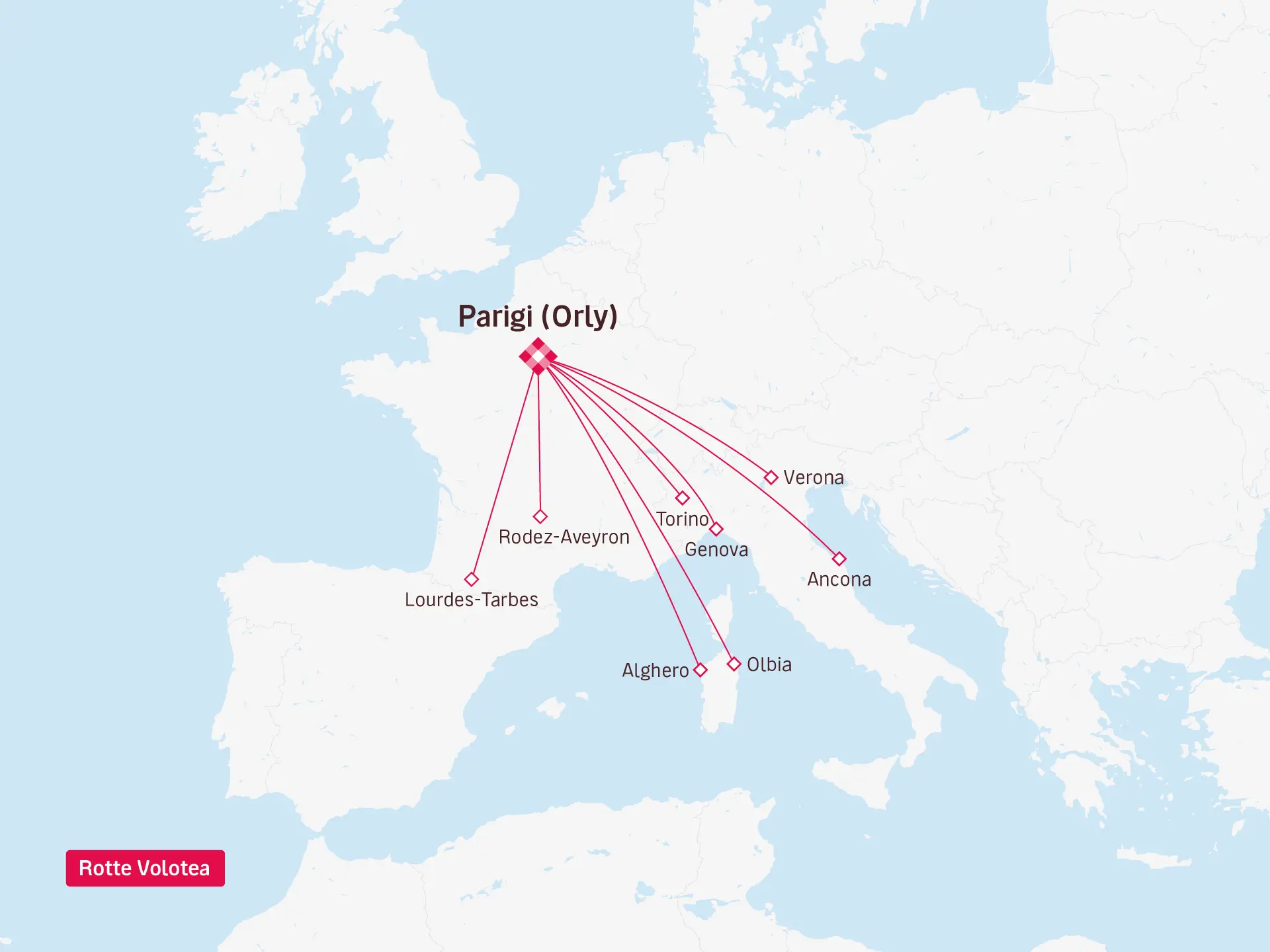 Le tratte Volotea con l'aeroporto di Parigi-Orly