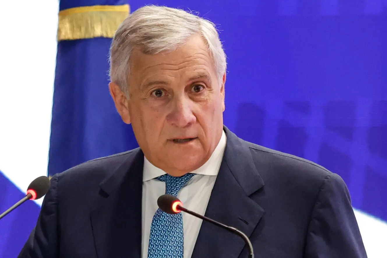 Italy's Minister for Foreign Affairs Antonio Tajani at UTICA (Tunisian Union of Industry, Trade and Handicrafts) headquarters during the Business Forum Tunisia - Italy, in Tunis, Tunisia, 24 June 2026. ANSA/GIUSEPPE LAMI