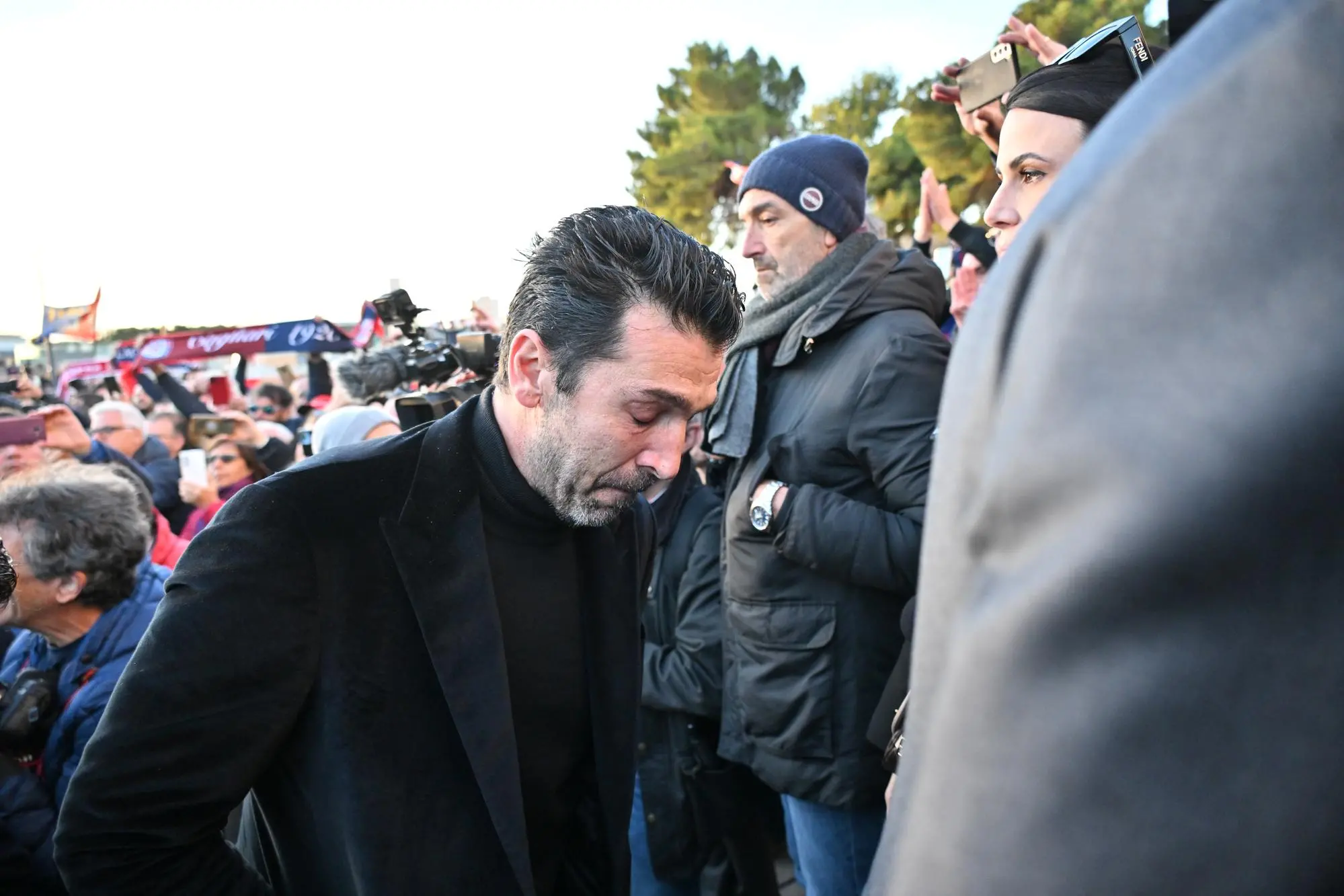 Gigi Buffon al funerale di Riva
