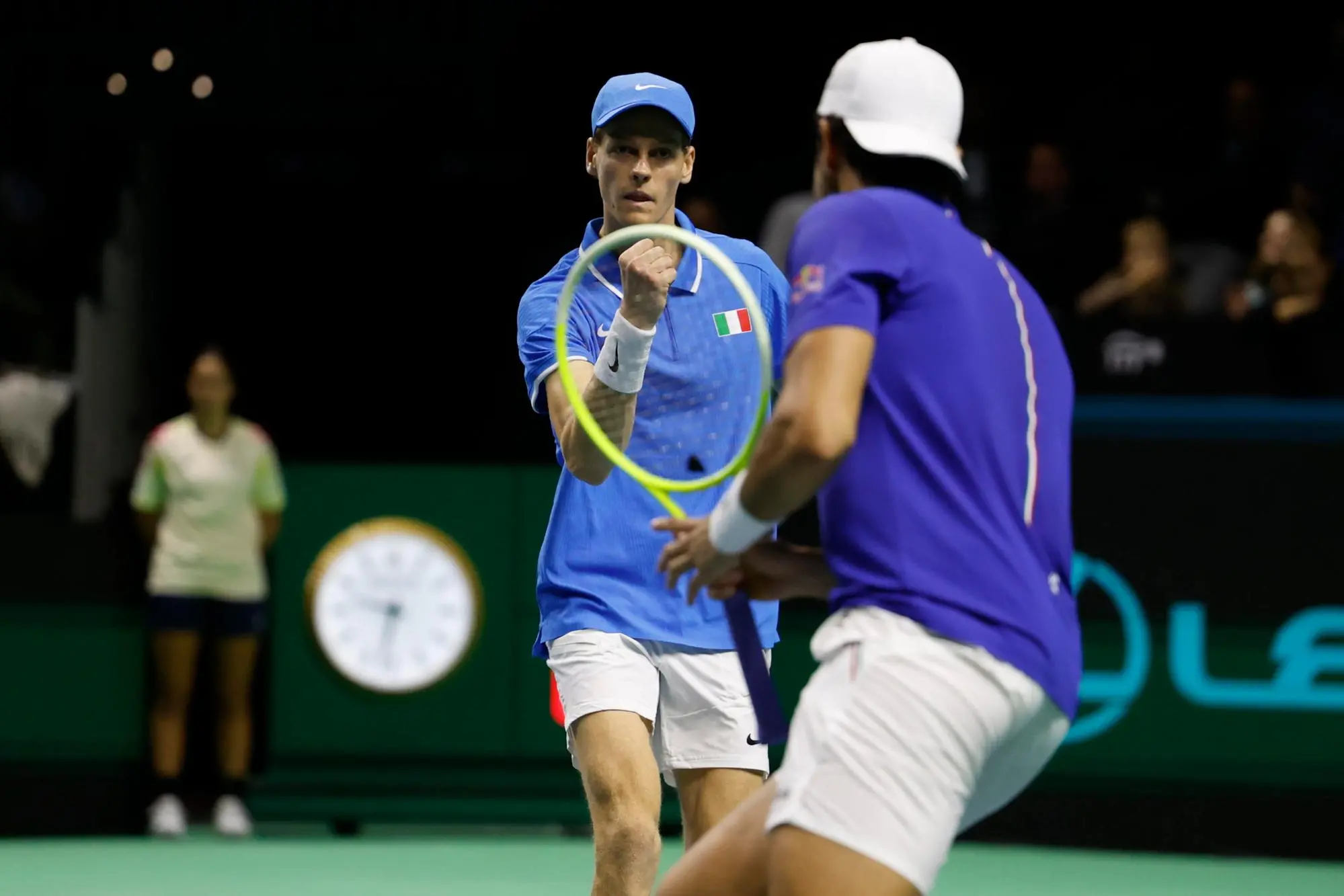 Jannick Sinner e Matteo Berrettini (foto Ansa/Epa)