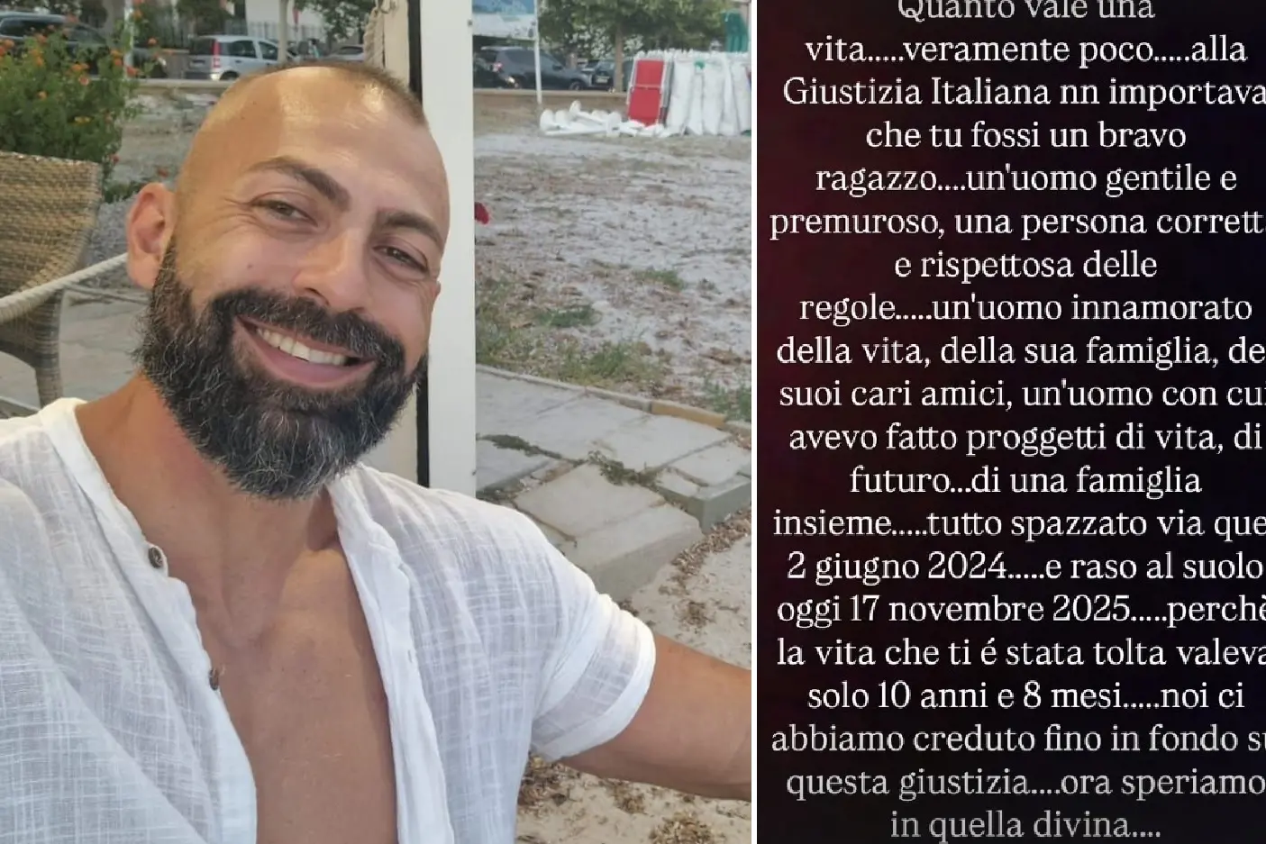 Fabio Piga e il post della fidanzata