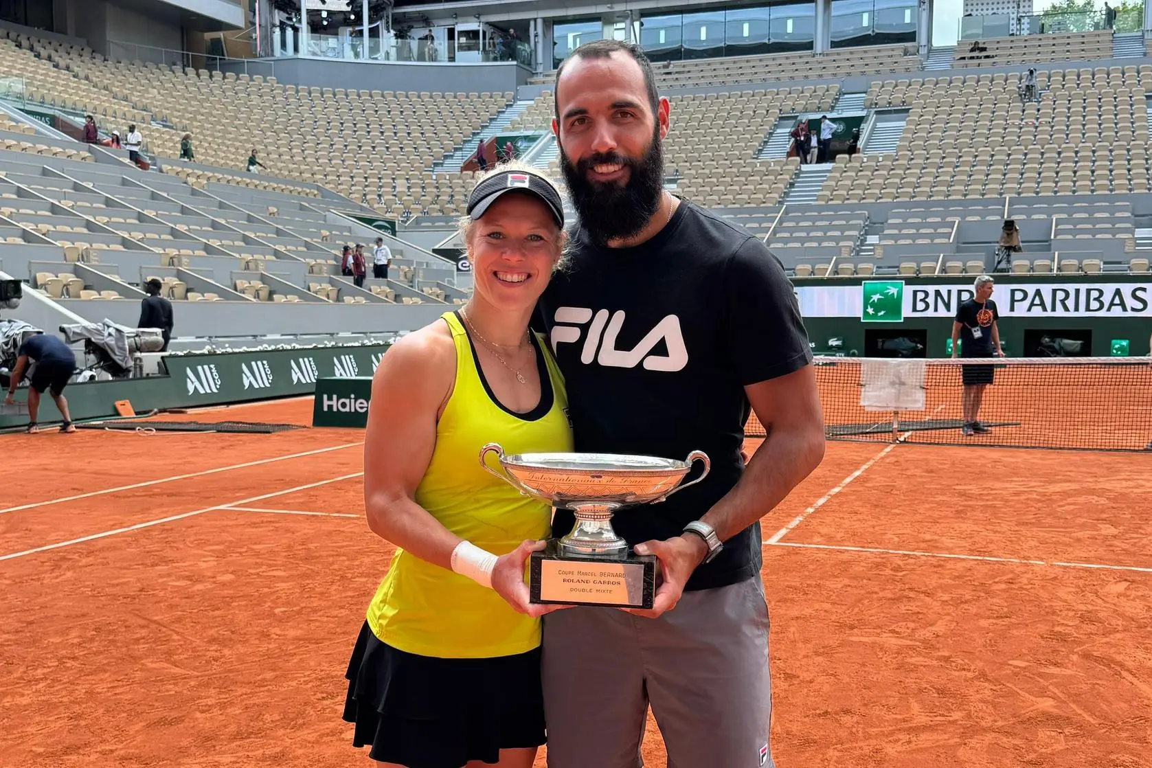 Laura Siegemund e Antonio Zucca con il trofeo del Roland Garros (Foto concessa)
