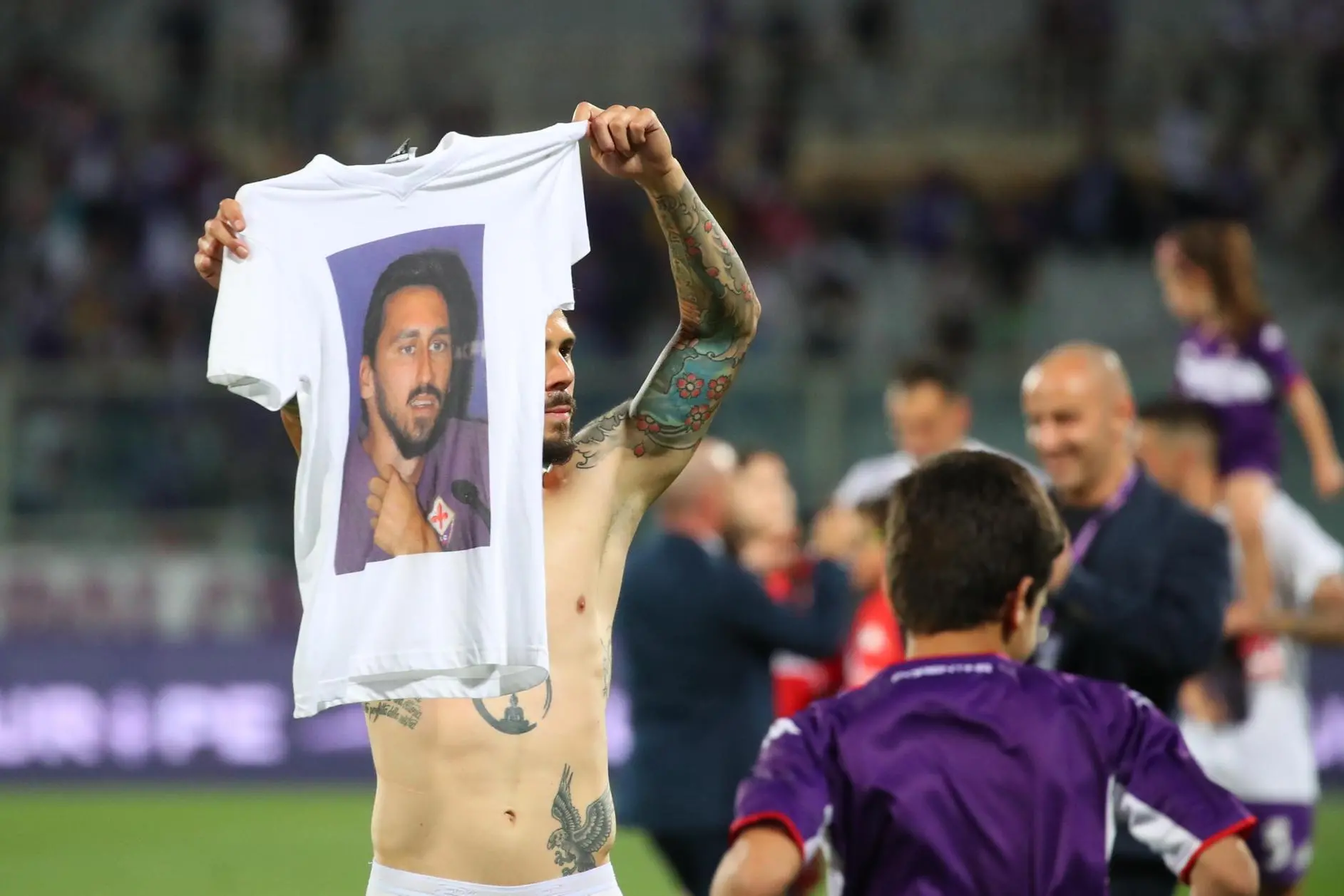 The tribute to Astori after the victory against Juve (Ansa)
