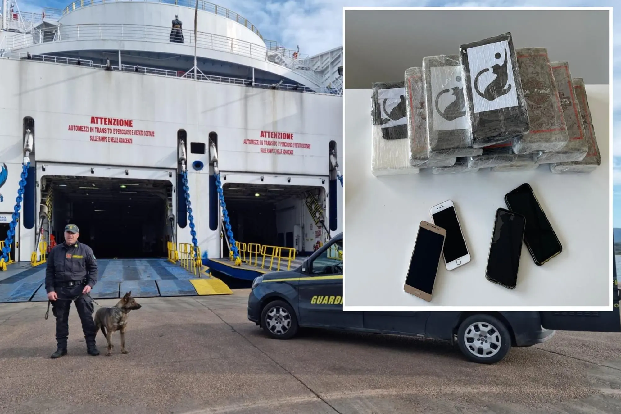 Il carico di droga sequestrato in porto a Olbia (Foto: Guardia di Finanza)