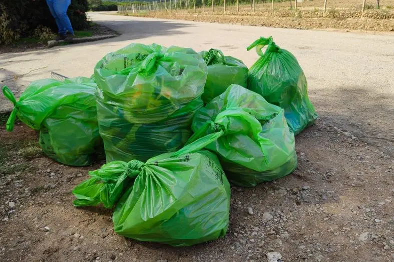 I rifiuti raccolti dai volontari di Legambiente (L'Unione Sarda - Pala)