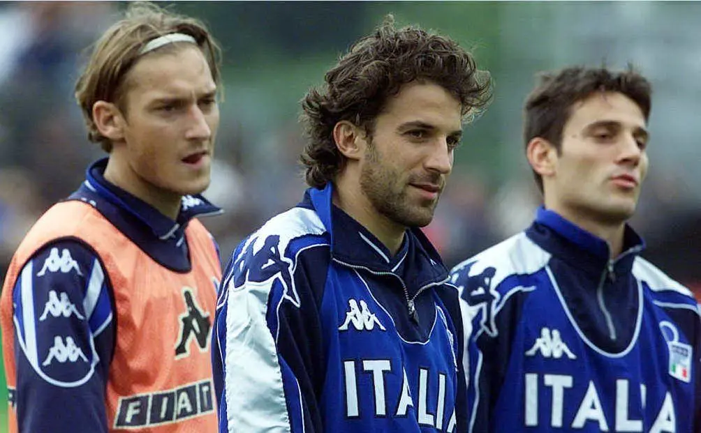 Agli Europei del 2000, con Alessandro Del Piero e un giovane Vincenzo Montella