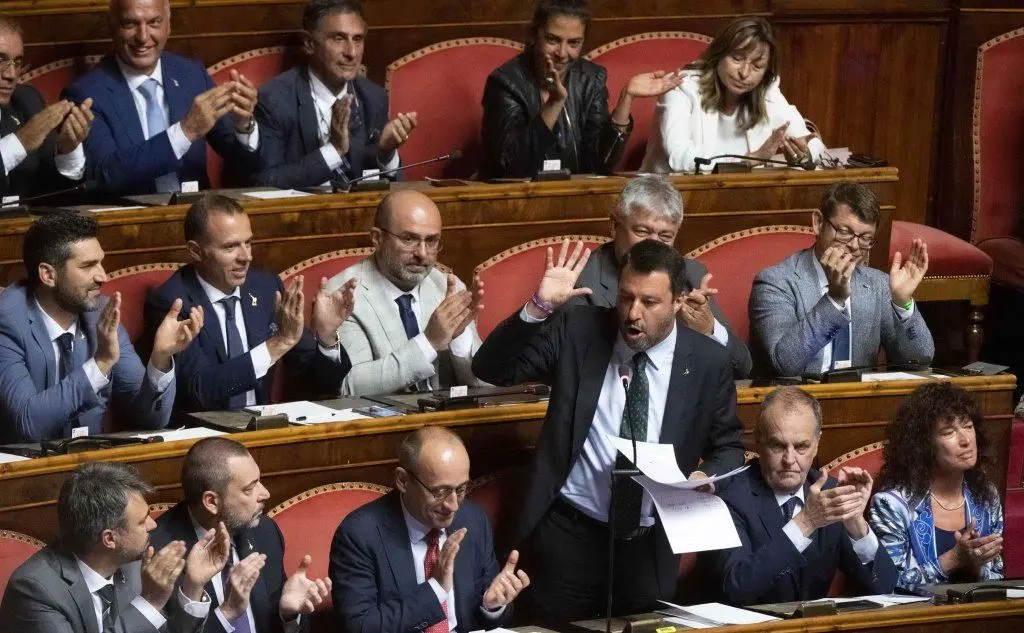 La replica di Salvini al discorso di Conte (Ansa)
