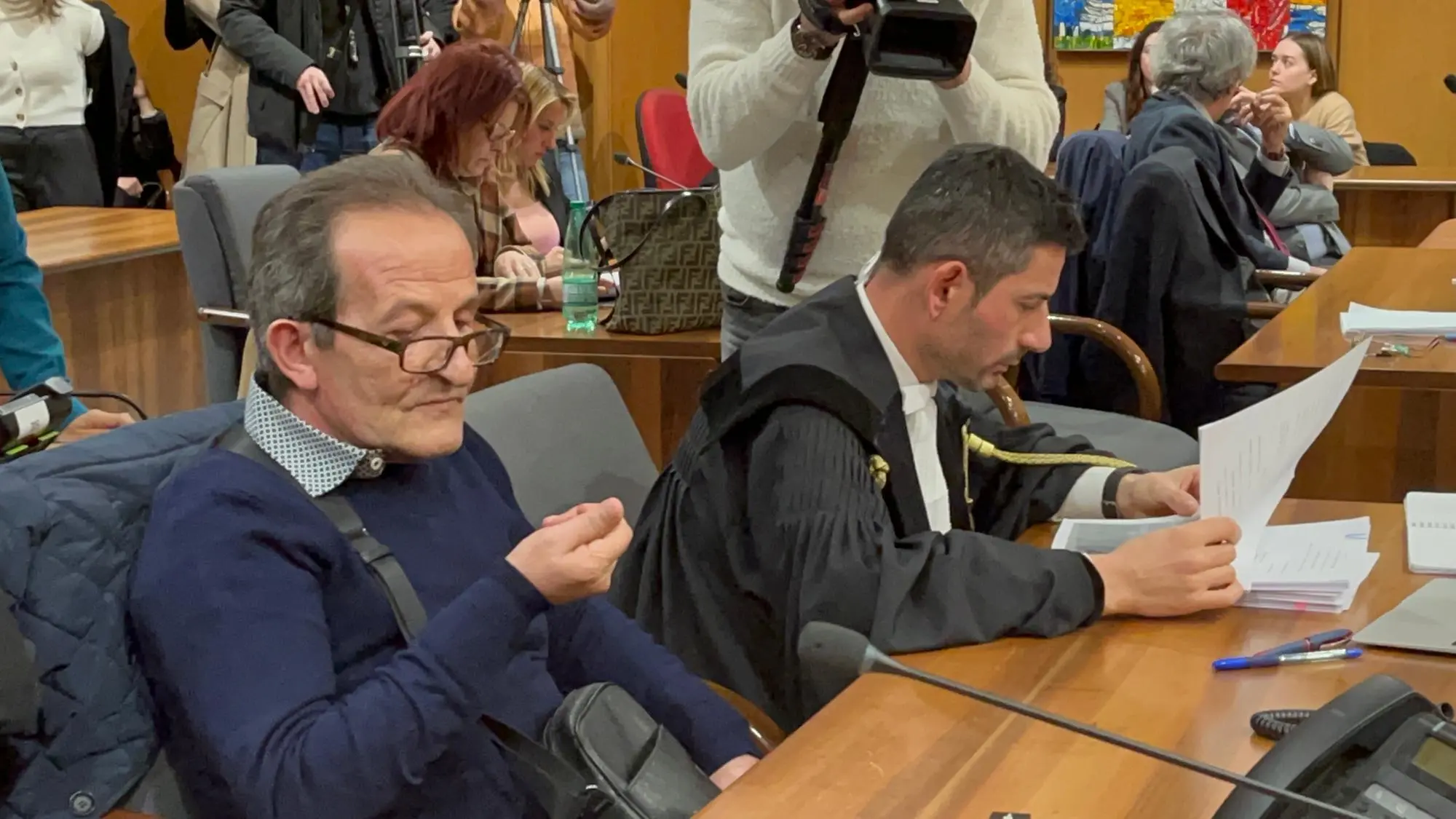 Beniamino Zuncheddu e il suo avvocato Mauro Trogu in Corte d'appello a Roma