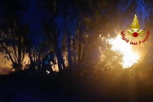 Cagliari, fiamme a Macchiareddu: l'intervento dei pompieri