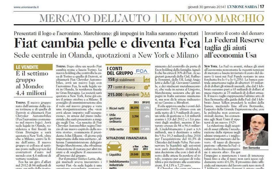 La notizia su L'Unione Sarda