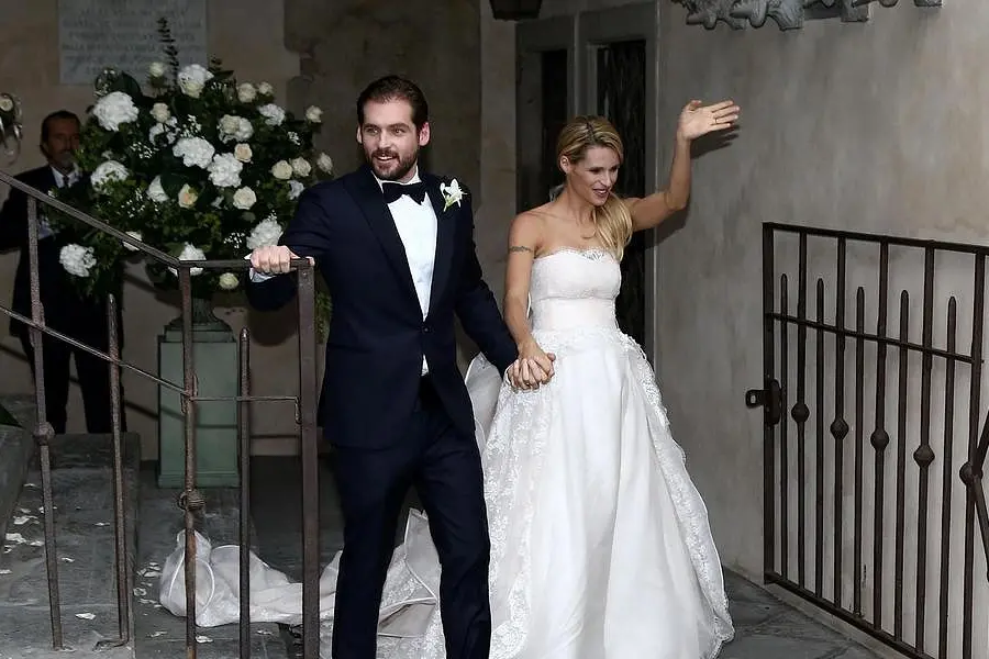 Tomaso Trussardi e Michelle Hunziker nel giorno del loro matrimonio (Ansa)