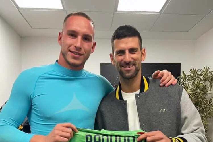Boris Radunovic e Novak Djokovic all'Allianz Stadium