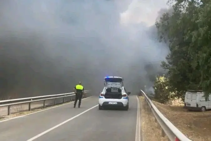 L'incendio di Guspini (Foto concessa da Angelo Atzori)