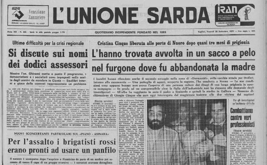 #AccaddeOggi: 27 settembre 1979, i rapitori liberano Cristina Cinque