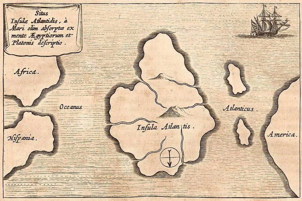 Una mappa immaginaria di Atlantide, risalente al 1600 (Wikipedia)