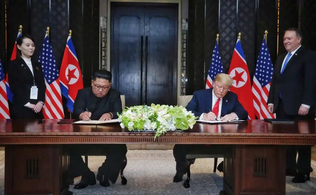 L'incontro fra Kim e Trump a Singapore (Ansa)