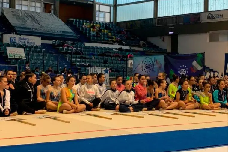 Le ginnaste ai campionati nazionali di Viterbo (foto concessa)