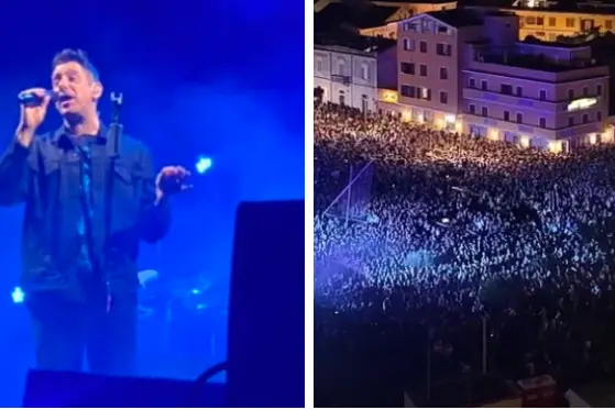 Francesco Gabbani e l'immenso pubblico (foto Pala)