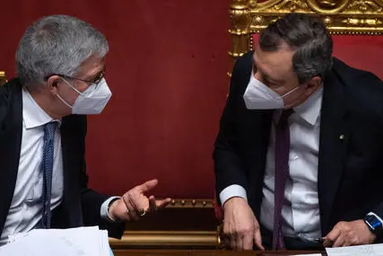 Il ministro dell'Economia Daniele Franco e il premier Mario Draghi (Ansa)