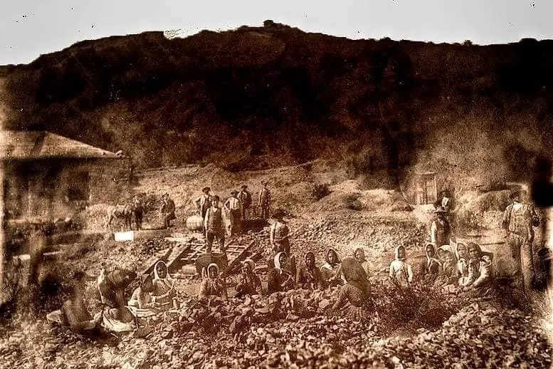 Minenarbeiter zu Beginn des 20. Jahrhunderts (Foto CGIL)