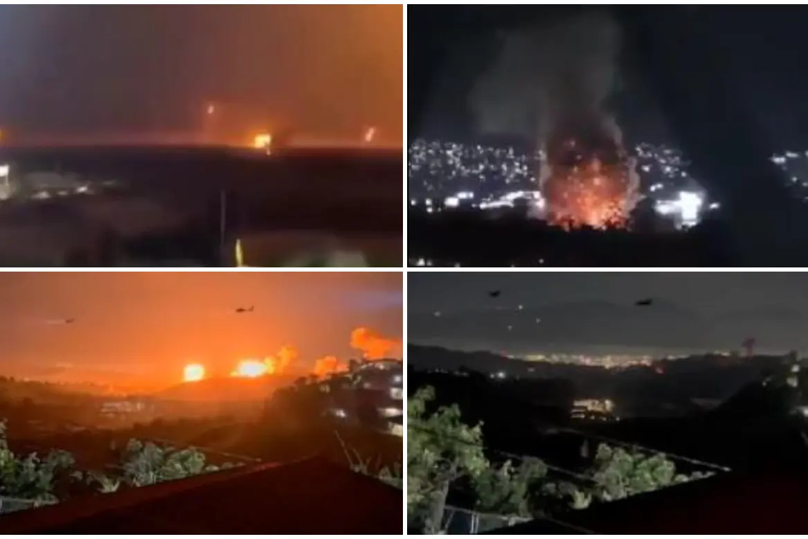 Caracas, alcune immagini dei bombardamenti diffuse su X