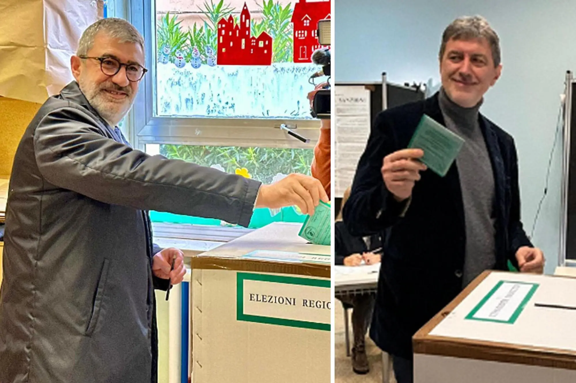 Luciano D'Amico e Marco Marsilio al voto (Ansa)