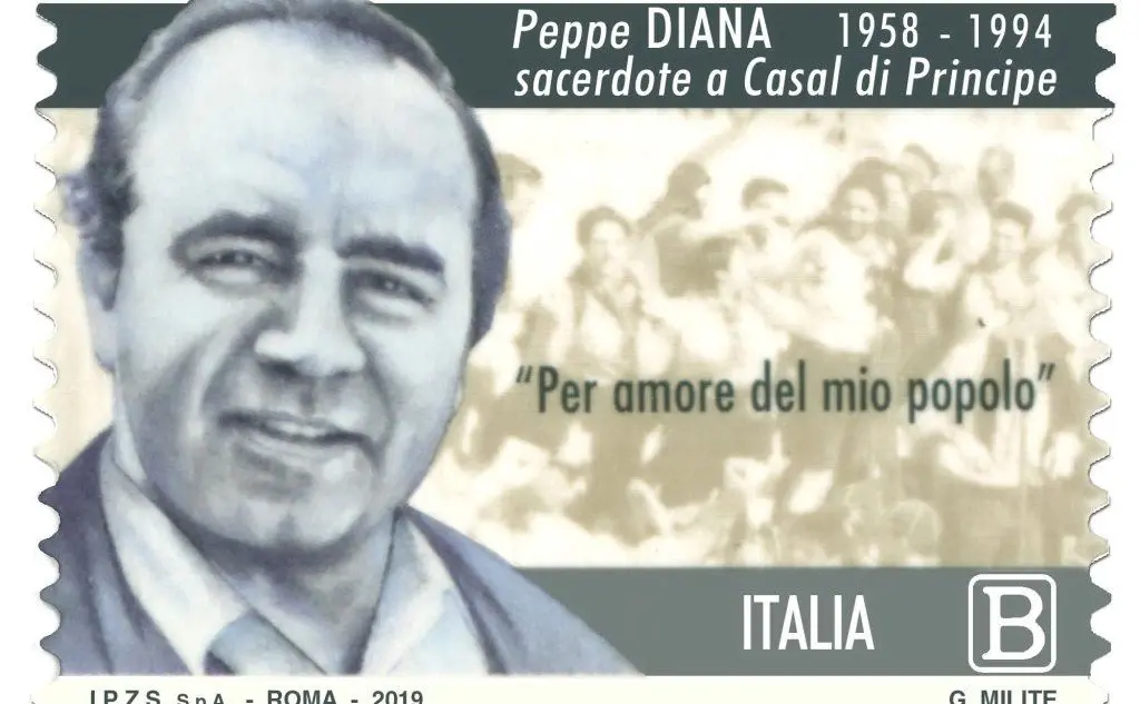 Il francobollo di Poste italiane dedicato a don Diana