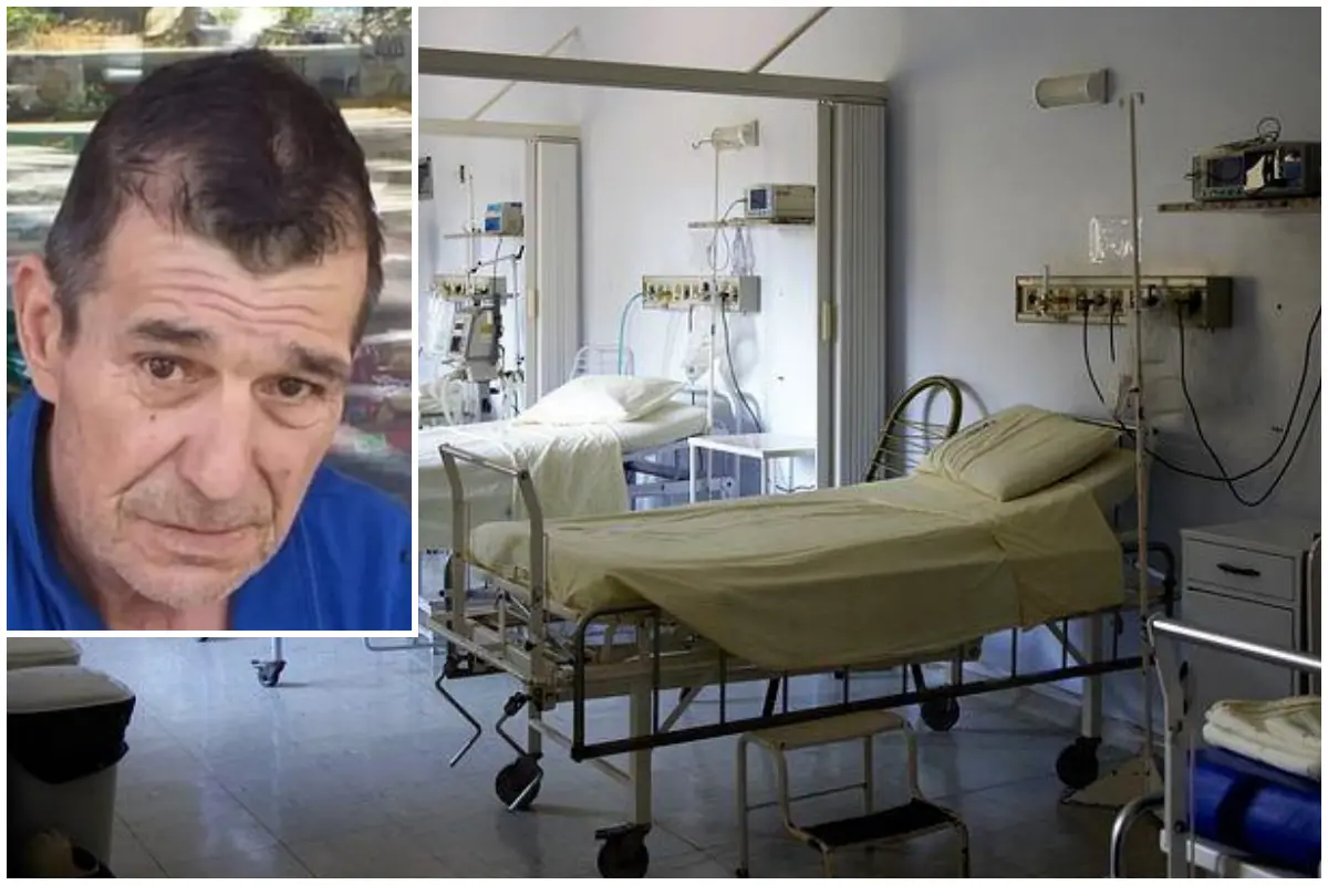 Foto grande: un ospedale (Pixabay). Nel riquadro, Luigi Carlo Pireddu, l'emigrato morto in Inghilterra (glp)
