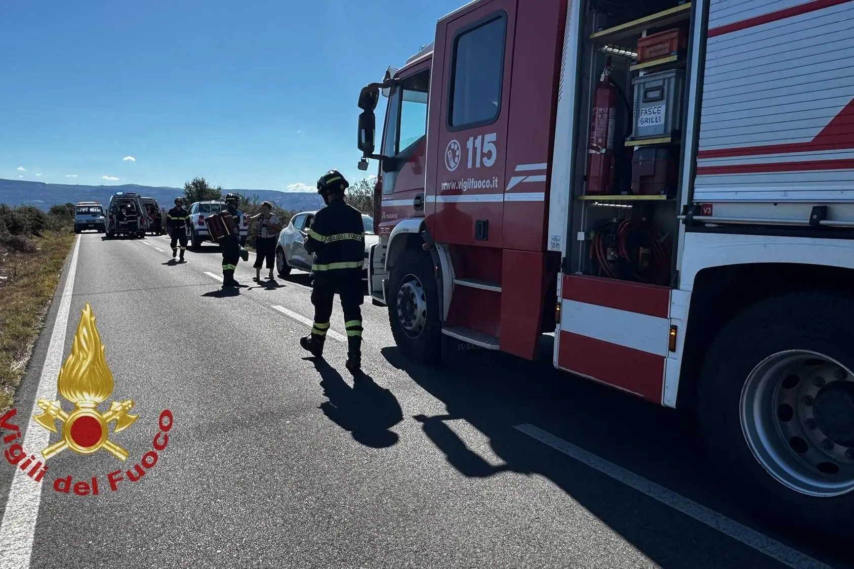 L'incidente a Ghilarza (foto Vigili del fuoco)