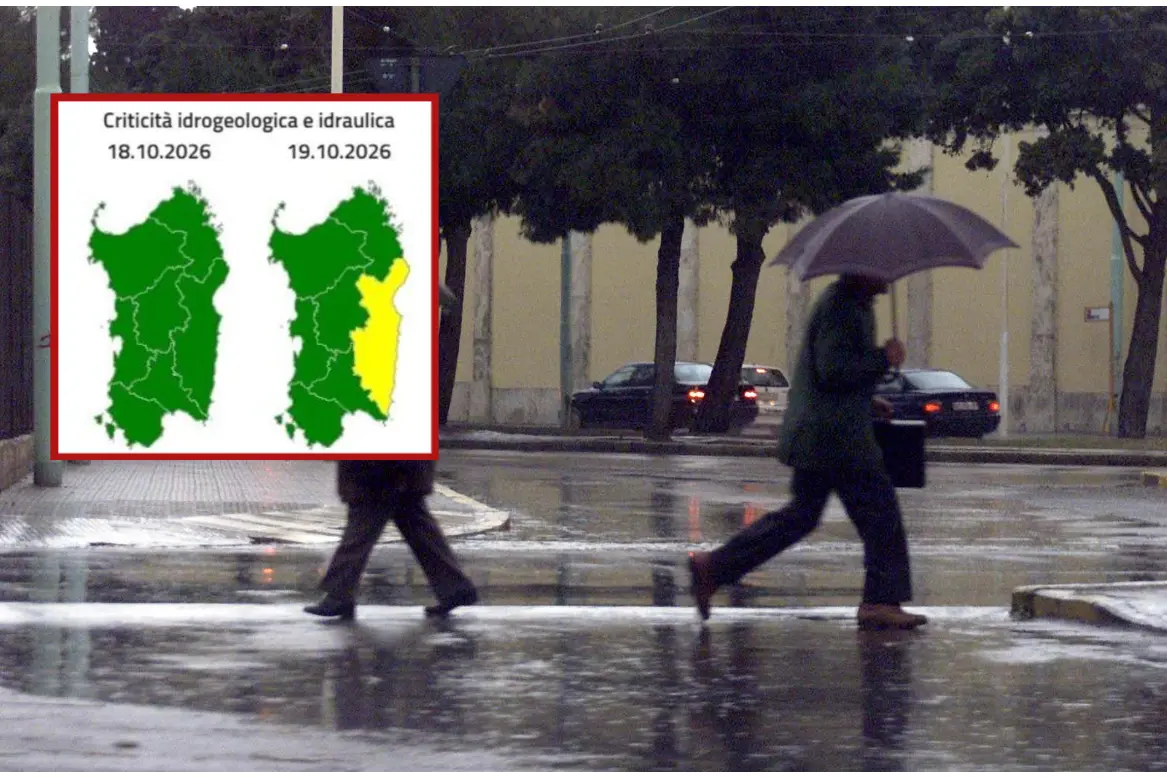 Temporale (nel riquadro l'allerta della Protezione civile)