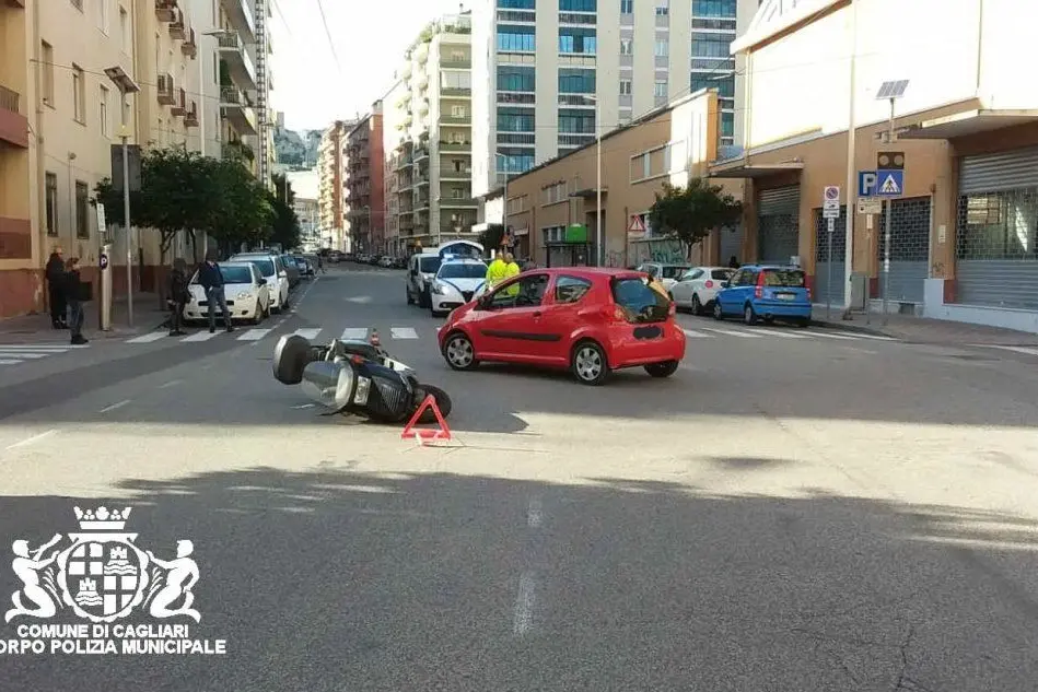 Il luogo dell'incidente (foto Polizia Municipale Cagliari)