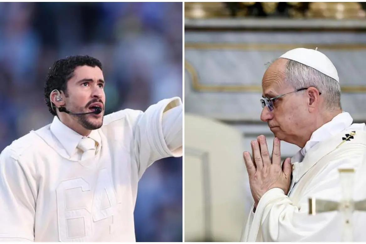 Bad Bunny e Papa Leone XIV (Ansa)