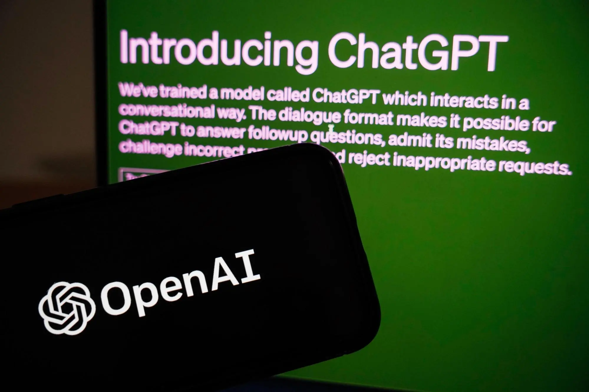 An illustration picture shows the introduction page of ChatGPT, an interactive AI chatbot model trained and developed by OpenAI, on its website in Beijing, China, 09 March 2023. According to the White Paper on the Development of Artificial Intelligence Industry released by Beijing economy and information technology bureau on 13 February 2023, the capital city will support leading enterprises in developing artificial intelligence (AI) models that can challenge ChatGPT. ANSA/WU HAO