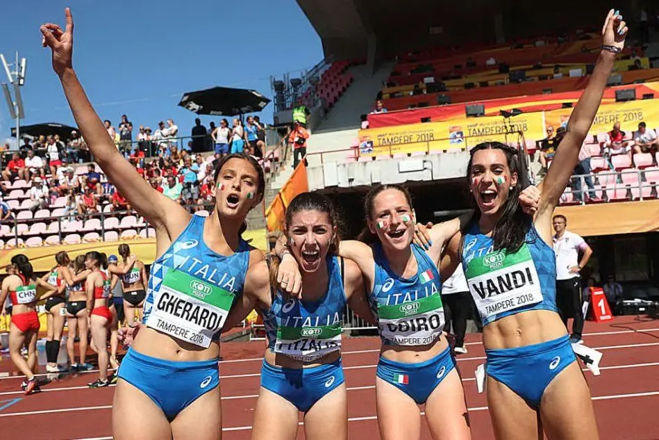 Le protagoniste della 4x100 femminile: Gherardi, Pitzalis, Coiro e Vandi