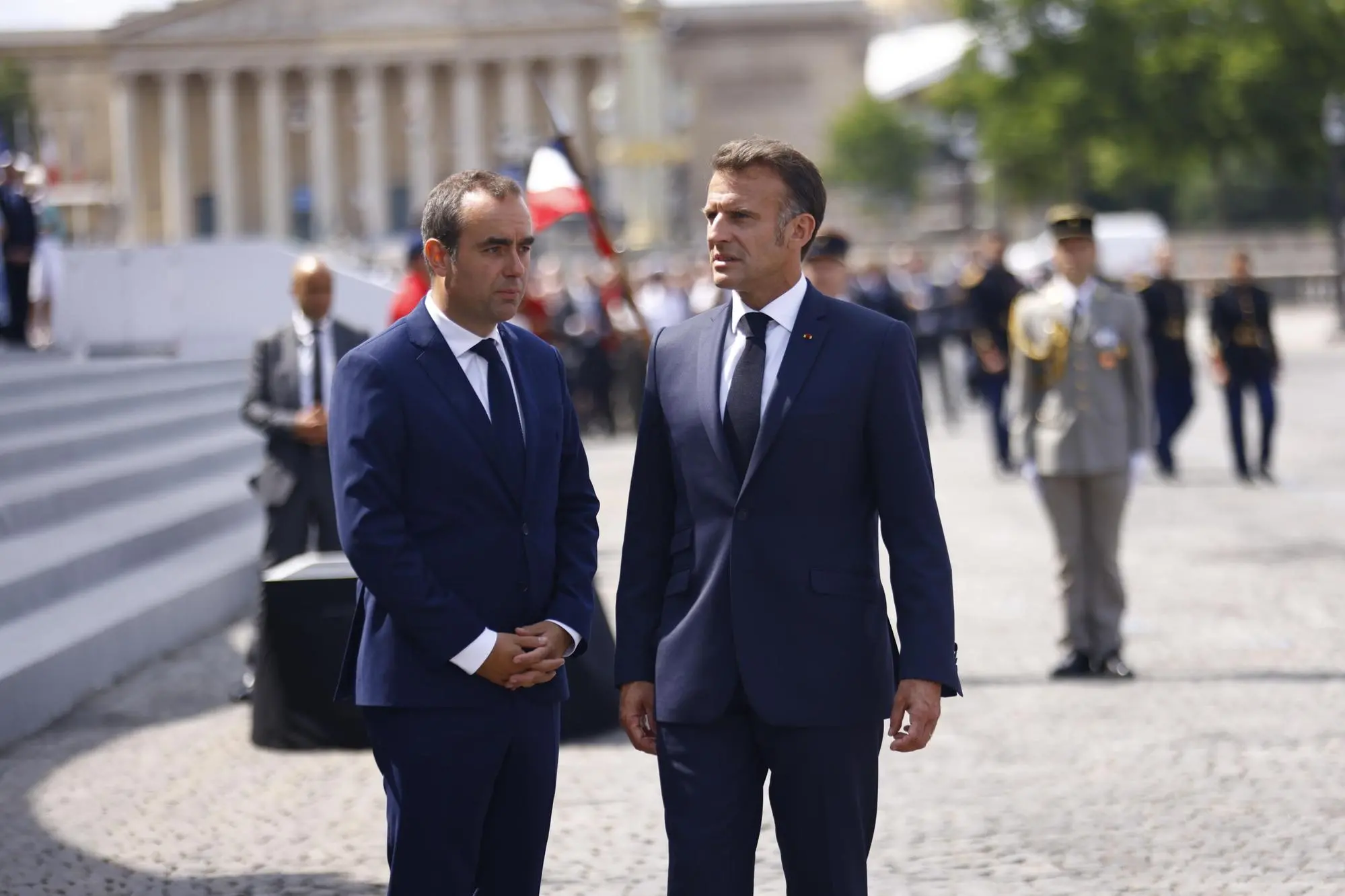 epa12365453 (FILE) - French President Emmanuel Macron (R) and France's Minister of Armed Forces Sebastien Lecornu (L) leave the annual Bastille Day military parade in Paris, France, 14 July 2025 (reissued on 09 September 2025). The Elysee Palace announced on 09 September that Sebastien Lecornu has been named the country's new Prime Minister. Lecornu succeeds Francois Bayrou who was ousted on 08 September after losing a confidence vote in parliament. EPA/MOHAMMED BADRA / POOL