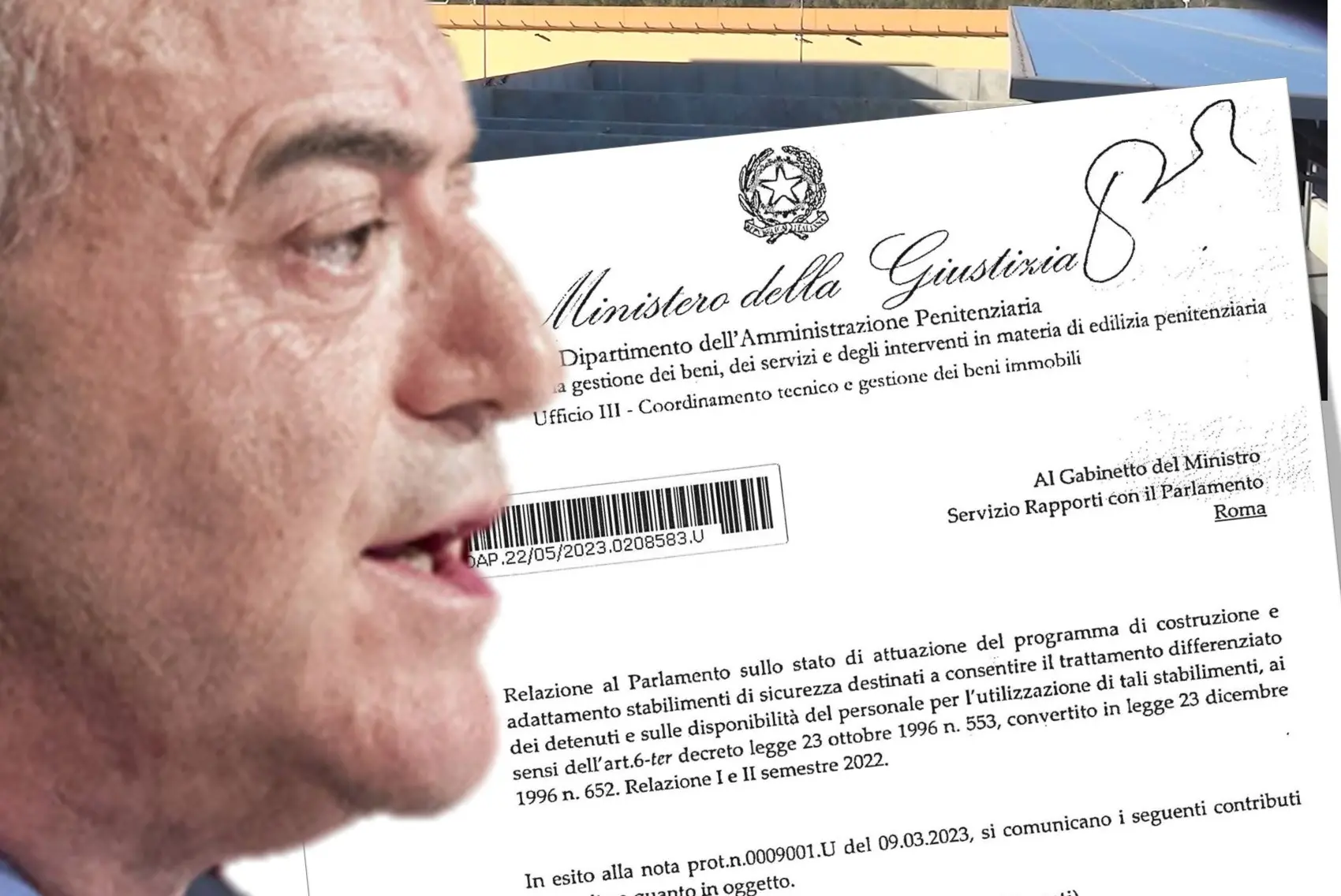 Nicola Gratteri, Procuratore Generale di Napoli; documento con il report interno del Ministero della Giustizia sulla situazione a giugno 2023 nel braccio del 41bis nella casa circondariale di Uta (L'Unione Sarda)