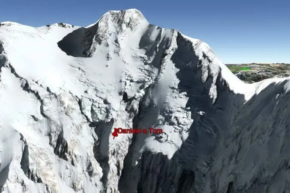 L'ultima posizione conosciuta dell'alpinista laziale Daniele Nardi (Ansa)