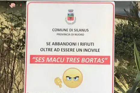 Il cartello sistemato dall'amministrazione comunale (foto Francesco Oggianu)