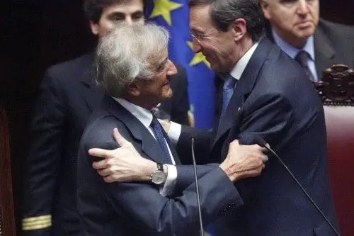 Elie Wiesel e Gianfranco Fini